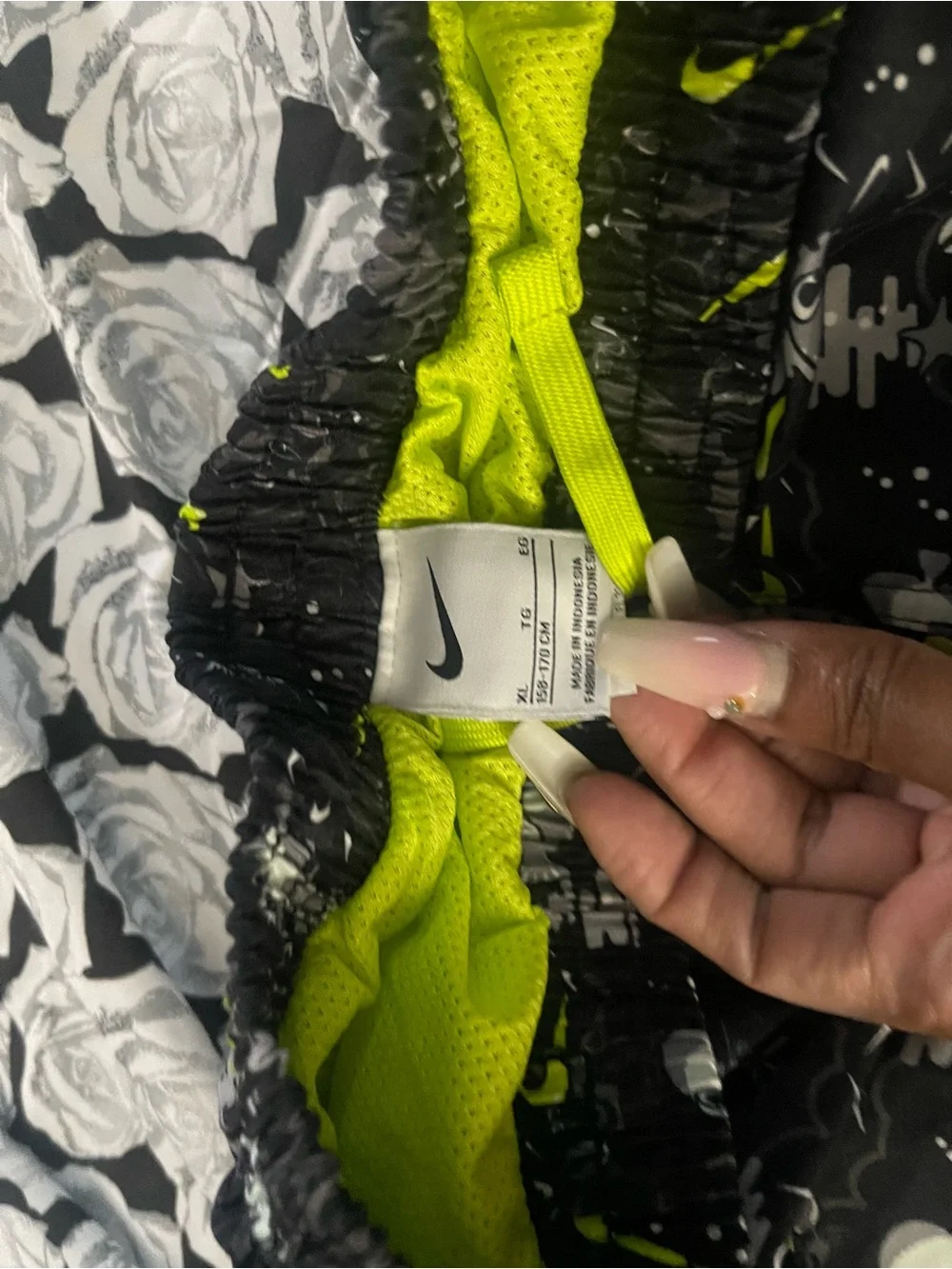 Nike Black and Neon Yellow Kids' Athletic Shorts